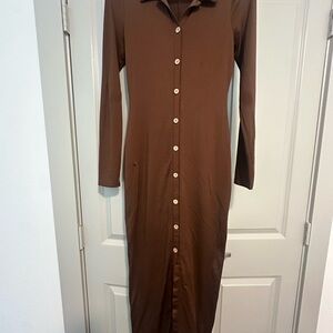 Fashion Nova Chocolate Long Sleeve Maxi Dress